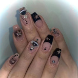 European and American Spicy Girls Wearing Nail Clips, Dark Cross Nail Clips, Hot Silver Halo Stained False Nail Clips
