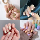 Cross border foreign trade wearing nail pads, fake nails, green leaf nail stickers, special nail pads for wearing nails, ins nail enhancement nail pads