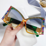 3222 Luxury Diamonds Rectangle Sunglasses New Women Men Trendy Rhinestone Square Sun Glasses UV400 Shades Eyewear De Sol Oculos