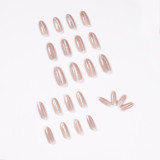 Tea colored long crystal cat's eye, gentle and elegant in autumn and winter, wearing nail products, fake nail art patches, nail patches