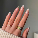 Tea colored long crystal cat's eye, gentle and elegant in autumn and winter, wearing nail products, fake nail art patches, nail patches