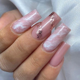 Wholesale of wearing nail patches, pink frosted nail patches, leopard print, gold thread nail patches, cross-border wearing nail patches