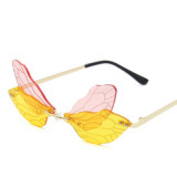Dragonfly Sunglasses Women Men 2021 New Fashion Brand Design Rimless Wave Eyewear Luxury Trending Narrow Sun Glasses