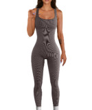 Amazon's European and American foreign trade women's jumpsuit, autumn and winter new product, threaded square neck lifting buttocks, slim fit, sexy jumpsuit