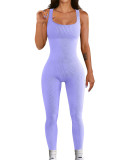 Amazon's European and American foreign trade women's jumpsuit, autumn and winter new product, threaded square neck lifting buttocks, slim fit, sexy jumpsuit