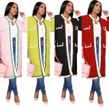 AJ4381 Amazon Foreign Trade Women's Wear Autumn/Winter French Minority Coat Long Dress Lazy Wind Knee Over Knitted Dress