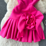 Sleeveless Sheath Birthday Party Dresses Women Stereoscopic Flower Pleated Dresses