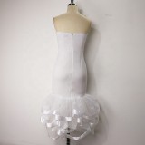 New Sexy Breast Screening Gauze Party Dress Plus-size Dress Simple Fishtail Evening Dress