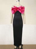 Summer Bodycon Strapless Patchwork Bow Women Factory Evening Dresses