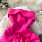 Sleeveless Sheath Birthday Party Dresses Women Stereoscopic Flower Pleated Dresses