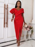 Summer fashion lantern sleeve dress party V-neck dress
