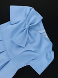Sky Blue Puffy Birthday AOMEI Cute Party Bowtie Women Prom Dresses
