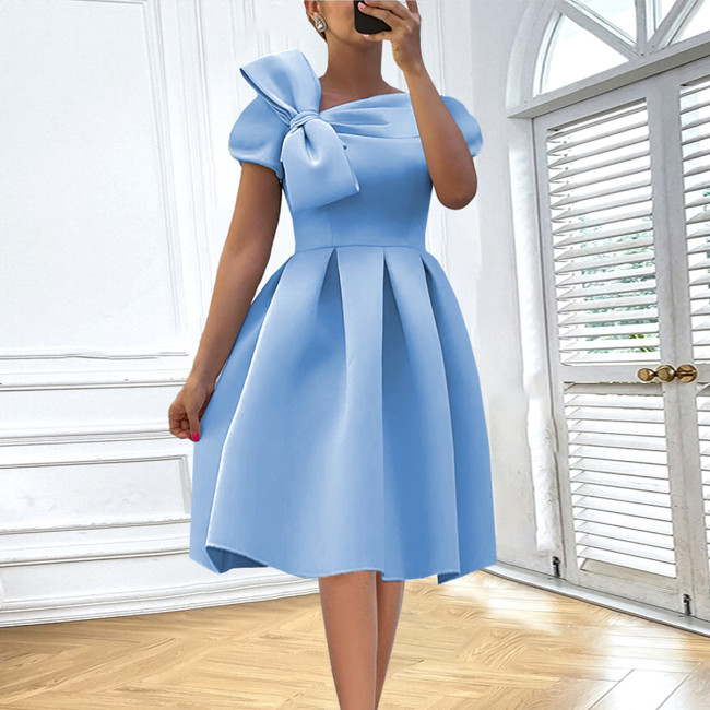 Sky Blue Puffy Birthday AOMEI Cute Party Bowtie Women Prom Dresses