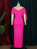 Sexy big bow split one-step dress warp hip dress