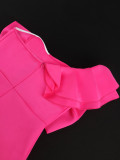 One Shoulder Ruffled Bow Slim Plus Size Luxury Chic Evening Dresses
