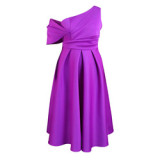 Summer New Arrival Solid Color Slope Shoulder Sexy A Line Women Maxi Dress