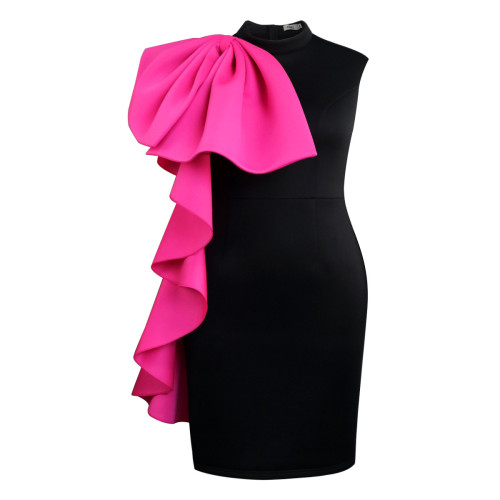 Ocstrade Trending Products  New Arrivals Pink Bow Ruffle Shoulder Bandage Dress Vestidos Women Elegant Summer Casual Dresses