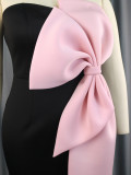 J&H 2023 chic S-5XL mini bodycon dress with pink bowknot ladies elegance sexy tube top dress party wear