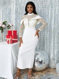 Geo'Peck Fashion temperament dress dress patchwork tulle dress