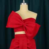 new women's bow wrapped chest strapless all-matching short top shirt