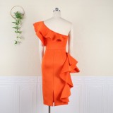 Sexy strapless dress high waist asymmetrical ruffled dress party formal dresses