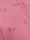 Winter Satin Sleeve Mini Notched Pink Women Office Career Blazer Dress