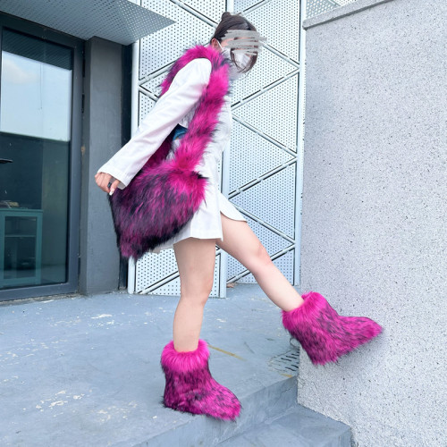 New imitation raccoon fur love bag snow boots imitation fur plush women's set punk style y2k spicy girl style