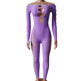 Amazon's new leopard print one shoulder high waisted jumpsuit with tight fitting oversized yoga pants seamless jumpsuit YDT023