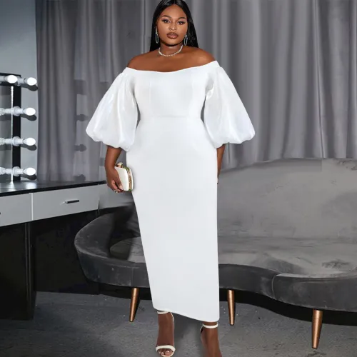 Lantern Sleeves Off Shoulder Wedding Long Women Evening Gowns Dresses