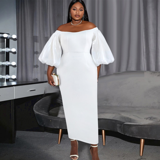 Lantern Sleeves Off Shoulder Wedding Long Women Evening Gowns Dresses