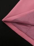 Winter Satin Sleeve Mini Notched Pink Women Office Career Blazer Dress