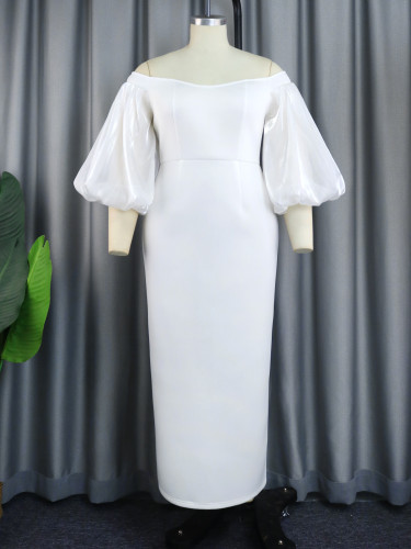Lantern Sleeves Off Shoulder Wedding Long Women Evening Gowns Dresses