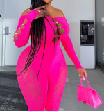Amazon's new leopard print one shoulder high waisted jumpsuit with tight fitting oversized yoga pants seamless jumpsuit YDT023