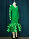 Green dresses women lady elegant ladies modern dress plus size elegant party dresses