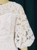 high quality white midi dress lace midi dress party white lace cutout dress