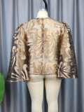 Flare Sleeve Jacquard See Through African Clothing Blouse Women Tops