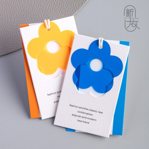 New Hanging Tag System Logo Colorful Flower Soft Adhesive Thickened Clothing Hanger Design Cloth Hanging Tag Universal Stock