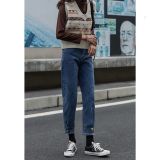European and American street casual workwear jeans for women's Instagram autumn and winter new style ruffian handsome trendy brand explosive street army green straight leg pants
