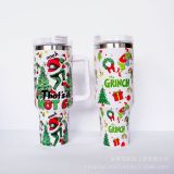 New Christmas Grinch 40oz Double Layer 304 Vacuum Stainless Steel Insulation Ice Cream Cup