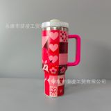 Cross border Valentine's Day series water cup, stainless steel insulated and cold insulated car cup with handle, 40oz car ice cream cup