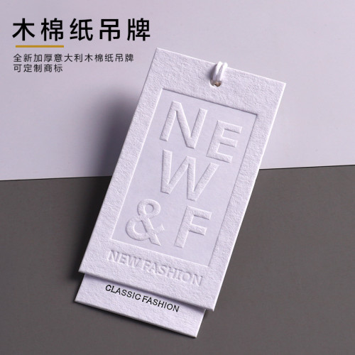 Cotton card special material clothing hang tags, customized concave convex printing logo, clothing hang tags, customized trademark hang tags