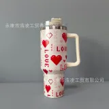 Cross border Valentine's Day series water cup, stainless steel insulated and cold insulated car cup with handle, 40oz car ice cream cup