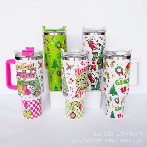 New Christmas Grinch 40oz Double Layer 304 Vacuum Stainless Steel Insulation Ice Cream Cup