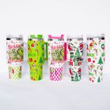 New Christmas Grinch 40oz Double Layer 304 Vacuum Stainless Steel Insulation Ice Cream Cup