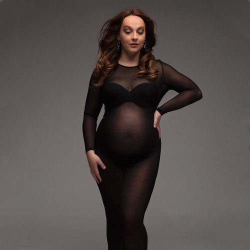 Perspective Elastic Mesh Pregnant Women Photography Dress Long Skirt Foreign Trade Large Skirt hem Pregnant Women Photography Long Skirt