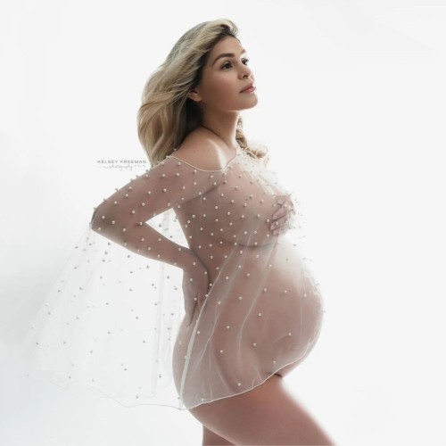 Photography of pregnant women in Europe and America, mesh beaded cape top, bursting bead mesh maternity photo top