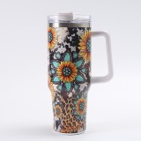 Cross border 40oz handle coffee cup can be individually printed with logo 40oz office water cup 304 stainless steel insulated cup