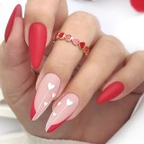 Valentine's Day European and American French style Love Water Pipe Wearing Nail Panel Long False Nail Wholesale Nail Patch Removable
