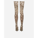 Cross border foreign trade super long boots with knee length elastic boots, sexy pointed high heels, leopard print, long legs, slim and thin boots for women