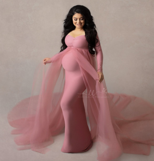 Amazon Wish Pregnant Women Photography Dress Elastic Cotton Pregnant Women Photography Photography Dress Pregnant Women's Long Dress